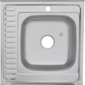 Мойка 6060 L/R MELANA 0,8/180 декор/полированная  накладная  с сифоном