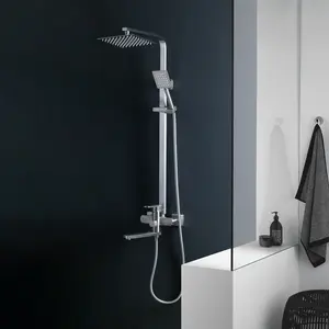Душевая система MELANA-610307-1 Stello нерж.сталь, с тропическим душем, лейкой и смесителем