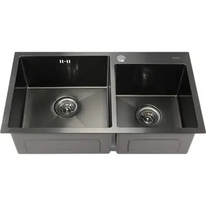 Мойка S7843HB MELANA ProfLine 3,0/220 ГРАФИТ 2-я чаша, врезная