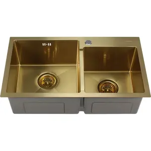 Мойка S7240HG MELANA ProfLine 3,0/220 ЗОЛОТО 2-я чаша, врезная