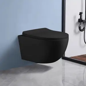 Унитаз Ceruttispa CT10017 ORLTER Aria MBF подвесной безободковый, черный матовый