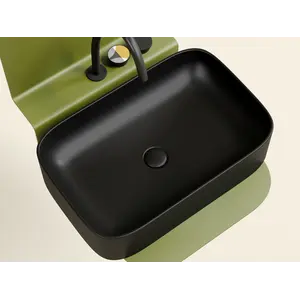 Умывальник чаша Ceramica Nova накладная прямоугольная (цвет Черный Матовый) Element 605*380*122мм
