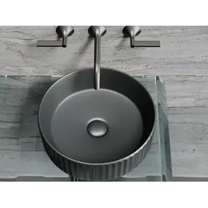 Умывальник чаша Ceramica Nova накладная круглая (цвет Темный Антрацит Матовый) Element 360*360*115мм