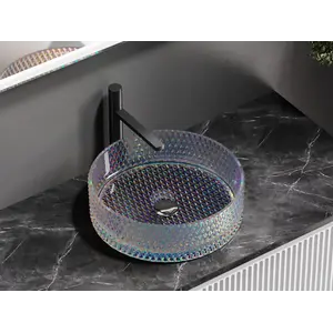 Умывальник чаша Ceramica Nova накладная круглая (цвет неон) Cristal 360*360*112мм
