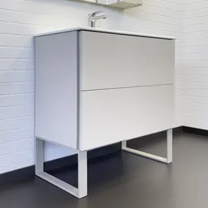 Тумба-умывальник Comforty Бильбао-80Н серый шёлк с раковиной 80E