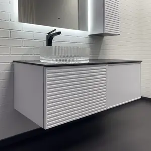 Тумба-умывальник Comforty Геленджик 120 белый матовый со столешницей мрамор Калакатта Блэк c раковиной Comforty