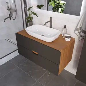 Тумба подвесная 1Marka Vortex  2я орех ноче тортона/монолит найт