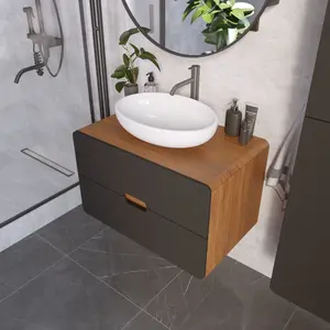 Тумба подвесная 1Marka Vortex  2я орех ноче тортона/монолит найт