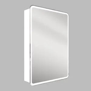 Зеркало-шкаф "Каре 40*80 универсальное" с подсветкой, сенсор с диммером на зеркале