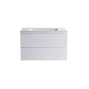 Тумба подвесная с раковиной  Astra-Form Альфа 70/90 с 2 ящиками белый матовый