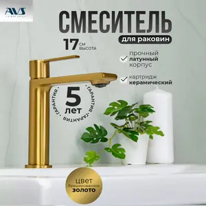 Смеситель для раковины AVS Elegant брашированное золото