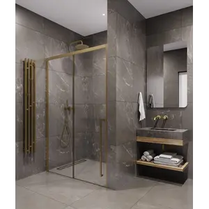 Timo Душевая дверь TDSS-/17C-8L/R, раздвиж , проф мат золото, стекло проз 8 мм