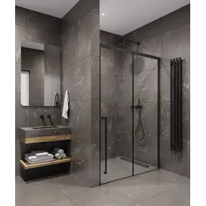 Timo Душевая дверь TDSS-/03C-8L/R, раздвиж , проф черный, стекло проз 8 мм