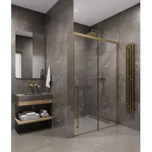 Timo Душевая дверь TDSS-/17C-8L/R, раздвиж , проф мат золото, стекло проз 8 мм