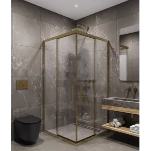 Timo Душевой угол TKSS-90-100/17C-8, раздвиж ,проф мат золото, стекло проз 8 мм