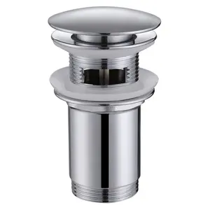 Донный клапан ABBER AF0010 с переливом, клик-клак, хром