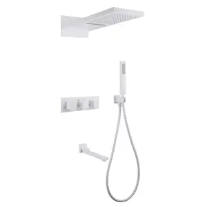 Душевая система ABBER Daheim AF8253W скрытого монтажа с изливом, термостат, белый матовый