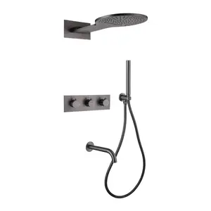 Душевая система ABBER Wasser Kreis AF8150NG скрытого монтажа с изливом, термостат, никель