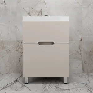 Тумба напольная Style line "Матис " с раковиной ASTI  (2 ящика), КРЕМ, ЭМАЛЬ