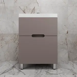 Тумба напольная Style line "Матис " с раковиной ASTI (2 ящика), ТАУП ТЁМНЫЙ, ЭМАЛЬ