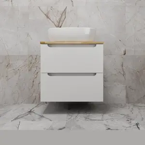 Тумба подвесная "Бали " 2 ящика со столешницей БЕЛЫЙ СОФТ