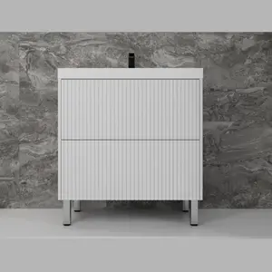 Тумба напольная "Стокгольм 80" с раковиной Classic , (2 ящ.) белый рифленый софт, PUSH