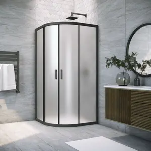 Душевой уголок Vegas Glass ZS Novo h2000 90 02M 10 90x90 см, профиль черный матовый, стекло сатин