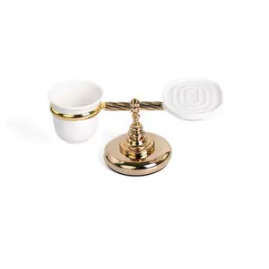 Stil Haus Giunone  настольные керамические мыльница + стакан   золото