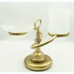 Stil Haus Elite  настольные стеклянные мыльница + стакан   бронза