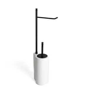 Stil Haus Hashi  cтойка: бумагодержатель + ерш керамический   чёрный матовый - белая керамика