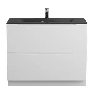 Тумба напольная с белой/черной раковиной BelBagno MARINO Bianco Lucido