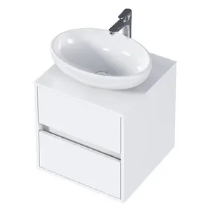 Тумба подвесная 1Marka Veil  2ящика, белая аляска/ столешница белая