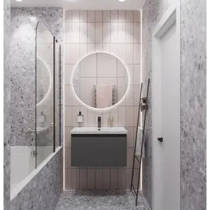 Тумба подвесная 1Marka Aris mini  1ящик, антрацит/монолит дарк