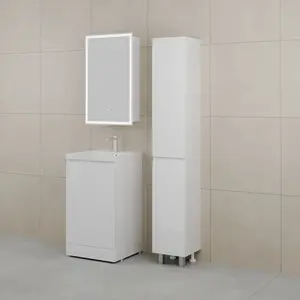 Тумба напольная "БАТЛЕР" (1 ящ.) с раковиной ASTI 50 Люкс антискрейтч белый глянец PLUS