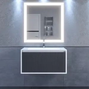 Тумба подвесная  Uperwood Next Premium  белая/графит, 1/2 ящика