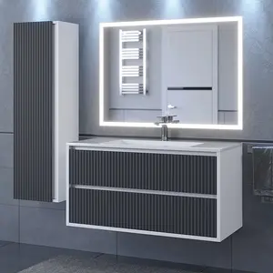 Тумба подвесная  Uperwood Next Premium  белая/графит, 1/2 ящика