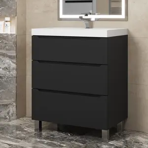 Тумба напольная Uperwood Tanos черная, 2/3 ящика