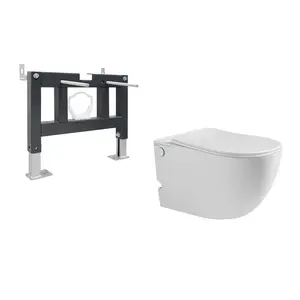 Комплект ABBER подвесной унитаз Bequem AC1105P белый с импульсным смывом с инсталляцией AC0101P