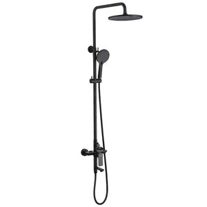 Душевая стойка ABBER Weiss Insel AF8016BL с изливом, черный матовый