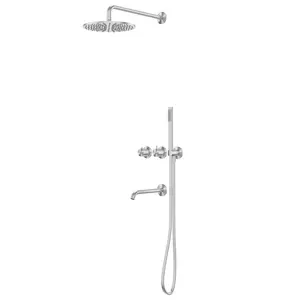 Душевая система ABBER Wasser Kreis 316 AF8150BST скрытого монтажа с изливом, термостат, сталь брашированная