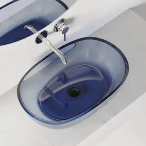 Раковина накладная прозрачная ABBER Kristall AT2805Saphir синяя