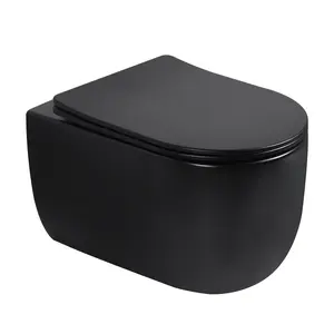 Унитаз ABBER Bequem AC1104TMB подвесной черный матовый, безободковый, смыв торнадо