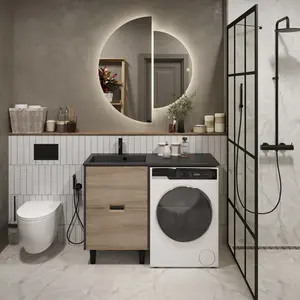 Тумба 1Marka Maid 38Н/58Н  2ящ антрацит/орех лучистый европейский