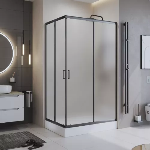 Душевые ограждения: Душевой уголок BelBagno UNO-195-AH-2-120/90-P-NERO 1 в магазине Акватория