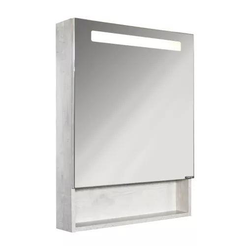 Мебель для ванной: Зеркало-шкаф Comforty Никосия-60 LED-подсветка дуб белый 1 в магазине Акватория