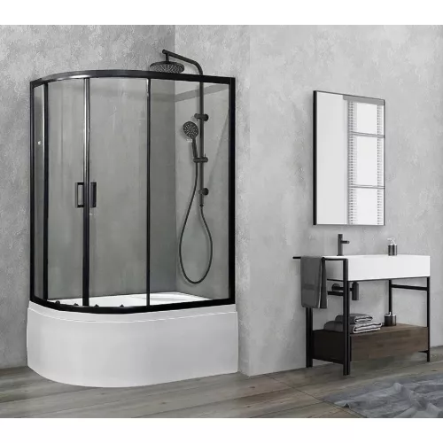 Душевые ограждения: Душевой угол Royal Bath RB 8120BK ассиметричный 1 в магазине Акватория