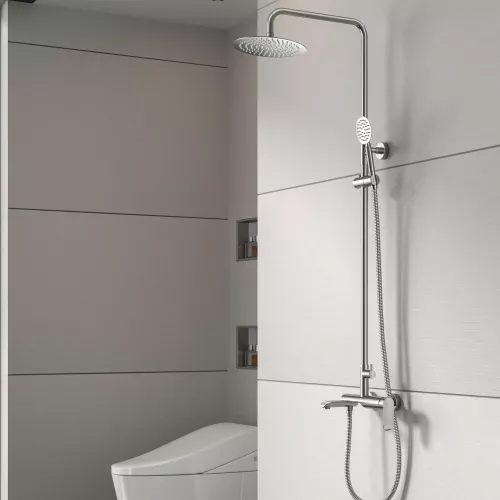 Душевые системы: Душевая система MELANA-610605 Paola Hi-tech нерж.сталь, с тропическим душем, лейкой 1 в магазине Акватория