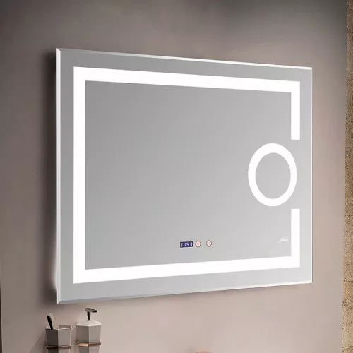 Мебель для ванной: Зеркало с LED-подсветкой MELANA-8060 подогрев / часы / космет.зеркало, 80х60см 1 в магазине Акватория