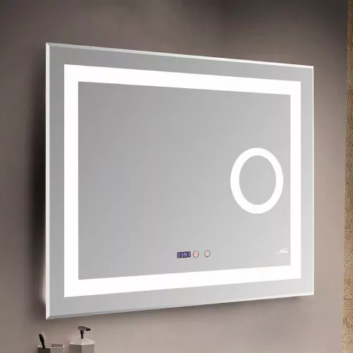 Мебель для ванной: Зеркало с LED-подсветкой MELANA-8060 подогрев / часы / космет.зеркало, 80х60см 1 в магазине Акватория