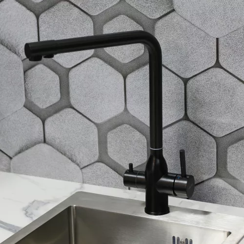 Смесители: Смеситель д/кухни MELANA -610304PVD-B Stello,графит,нерж.сталь,с переключателем на фильтр,однорыч. 1 в магазине Акватория